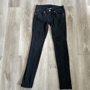 True Religion Jeans Womens 29x33 Low Rise Skinny Black Stretch Denim Slim Pants